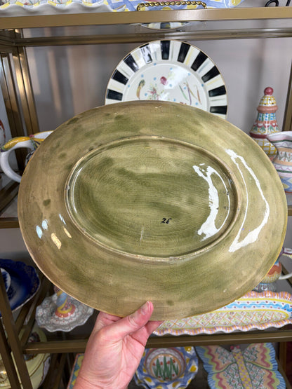 Antique Majolica platter with bows and strawberries!