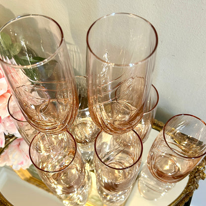 Set of 8 perfectly pink tumbler high ball glasses.