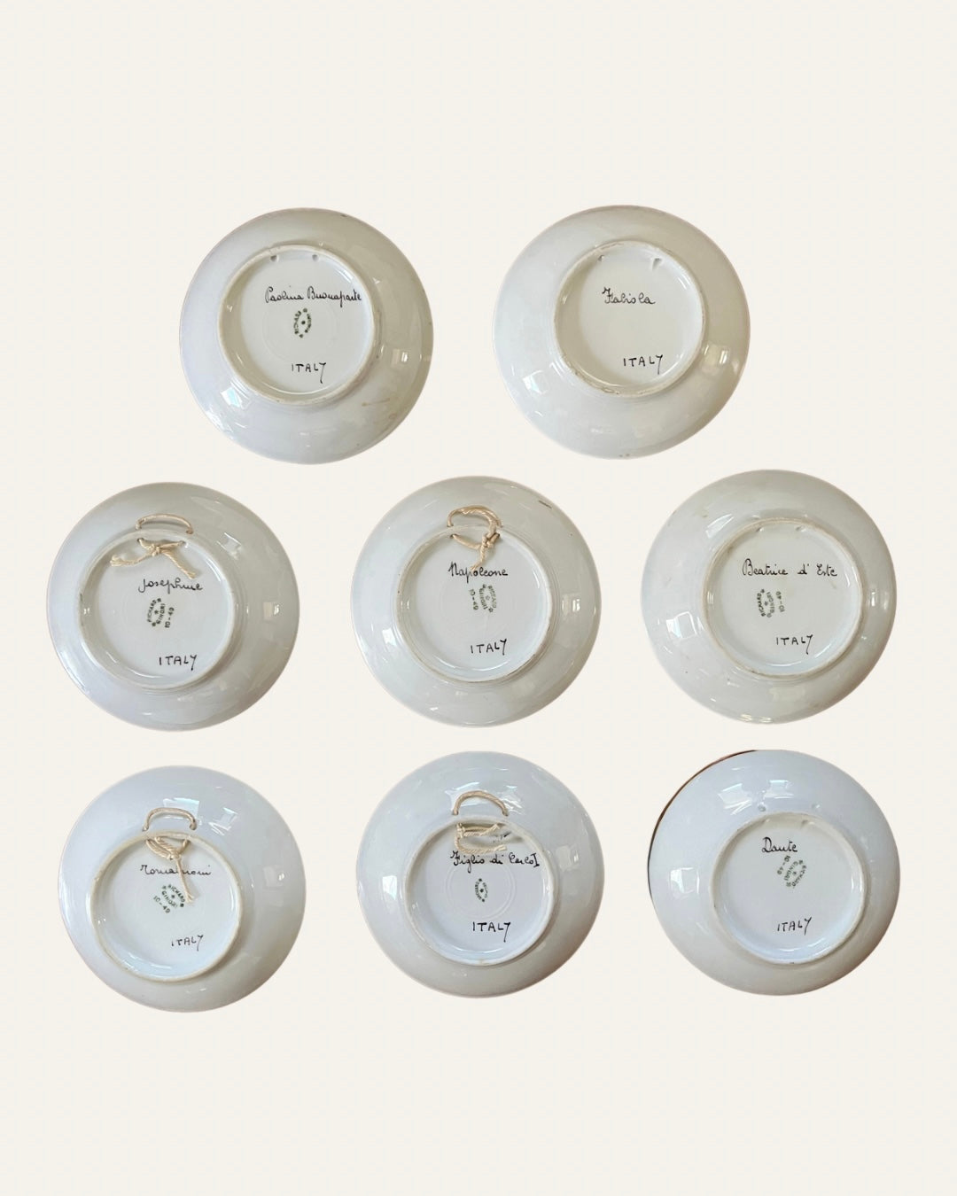 Set of Eight Richard Ginori Hand-Painted Italian Portrait Mini Plates | Historical Figures