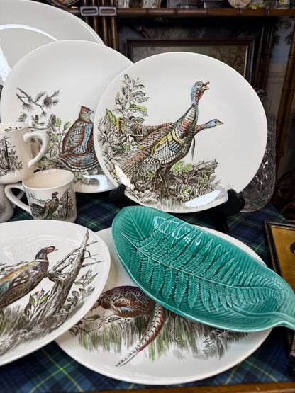 Vintage Johnson Brothers “Game Birds”English Dinnerware Set | 17 Pieces | 8 Dinner Plates, 8 Mugs & Large Platter | Vintage England