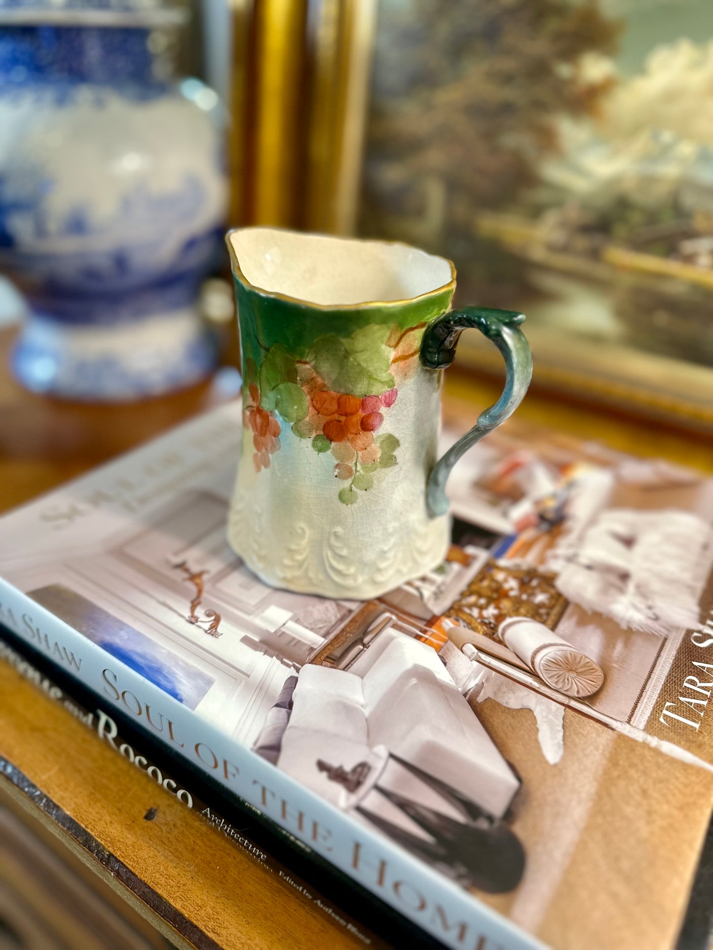 19th Century Antique Lebeau Porcelain Pitcher, Made in France, 7"