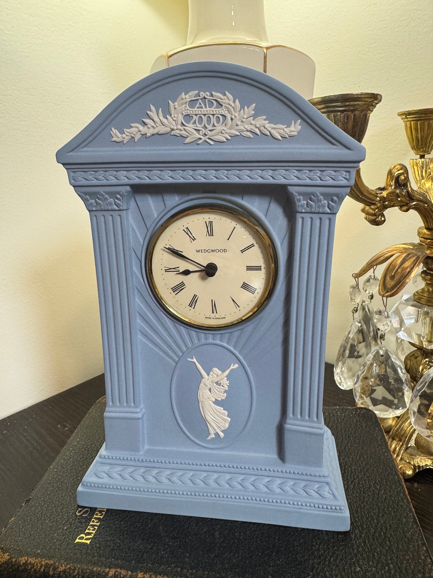 Wedgwood lavender large clock 8.5” tall