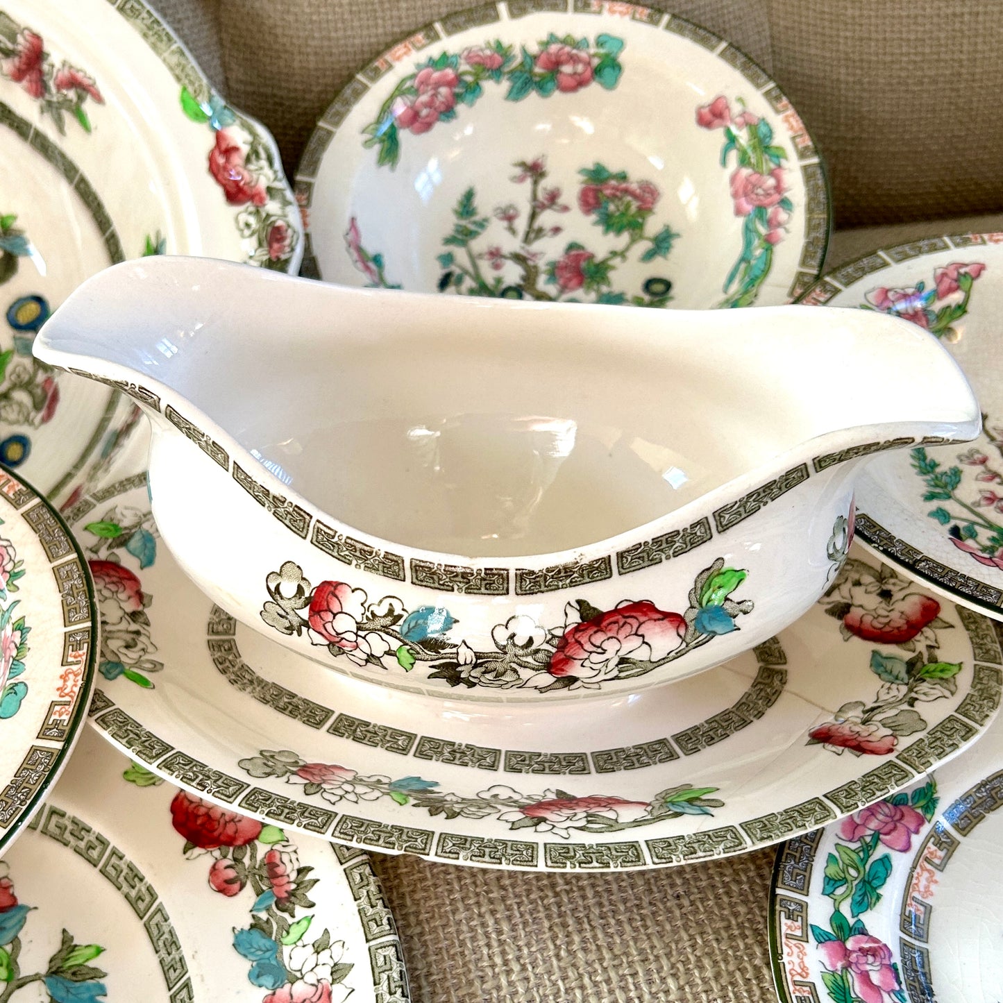 Antique Maddox and Johnson Brothers of England Indian Tree 12 piece set bundle