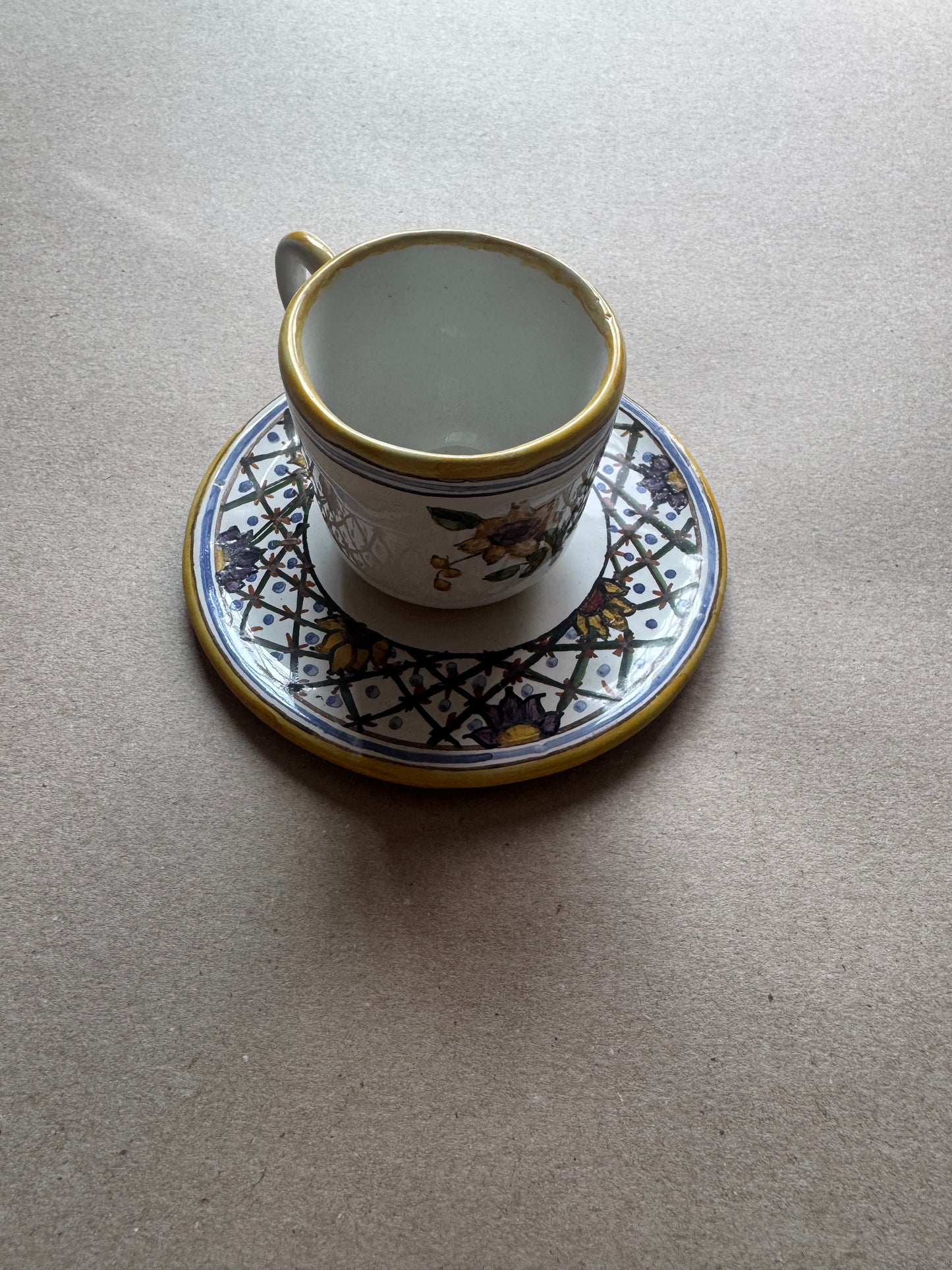 Hand-Painted Portuguese Demitasse Cup & Saucer – Celeste Pattern
