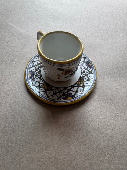 Hand-Painted Portuguese Demitasse Cup & Saucer – Celeste Pattern