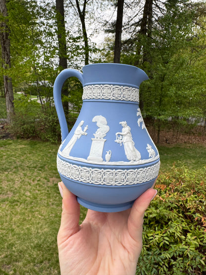 Light blue Wedgewood water pitcher 6”
