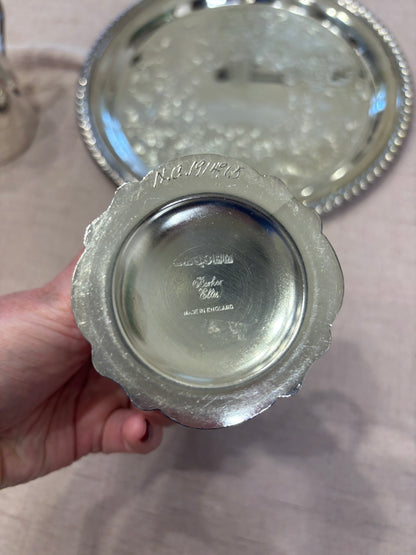 Stunning Barker Ellis three piece tea set! Includes pitcher, creamer, and sugar!