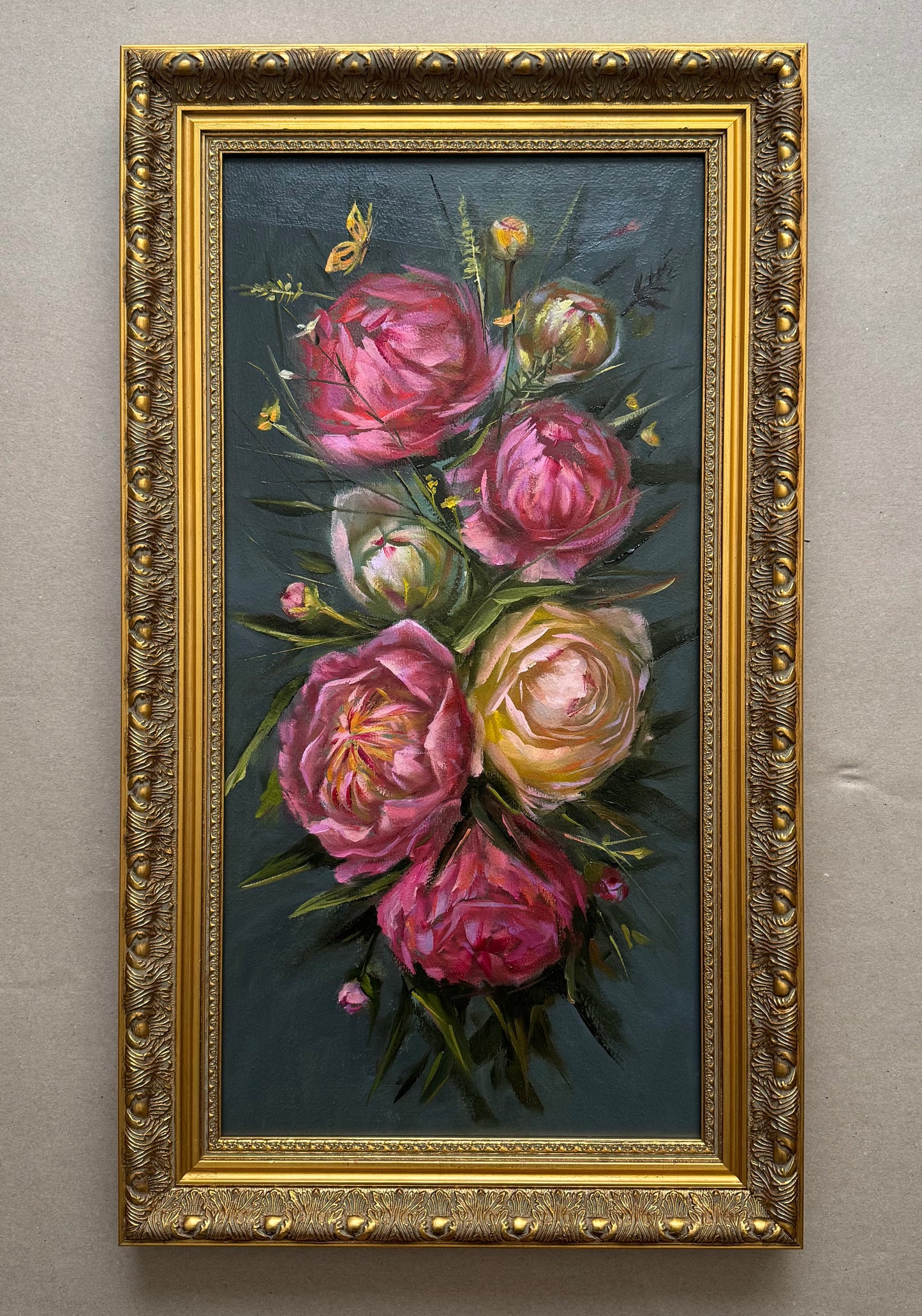 Live 06/09 Large 16x28” original oil painting peonies