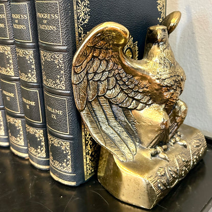 pair of handsome & heavy brass federalist eagle bookends