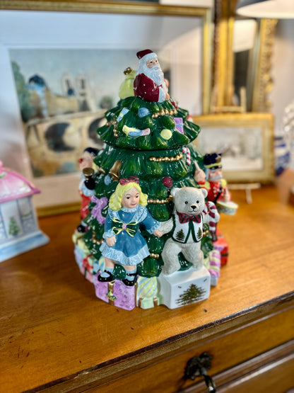 Festive Vintage Spode Christmas Tree Figural Cookie Jar, 13"