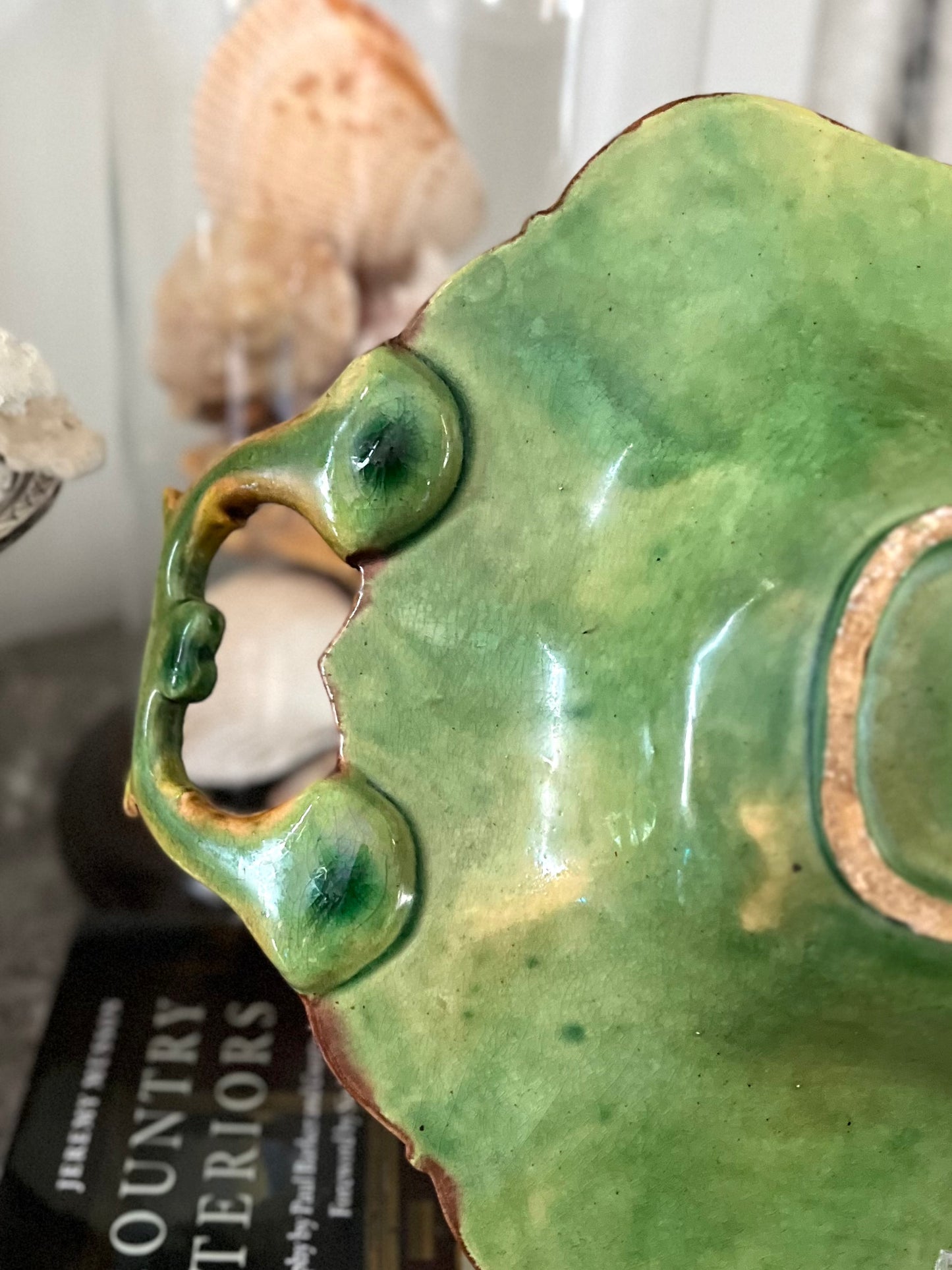 Live 08/18 A Romantic Antique Wilhelm Schiller & Son Majolica Figural Handled Tray, c.1880–1905