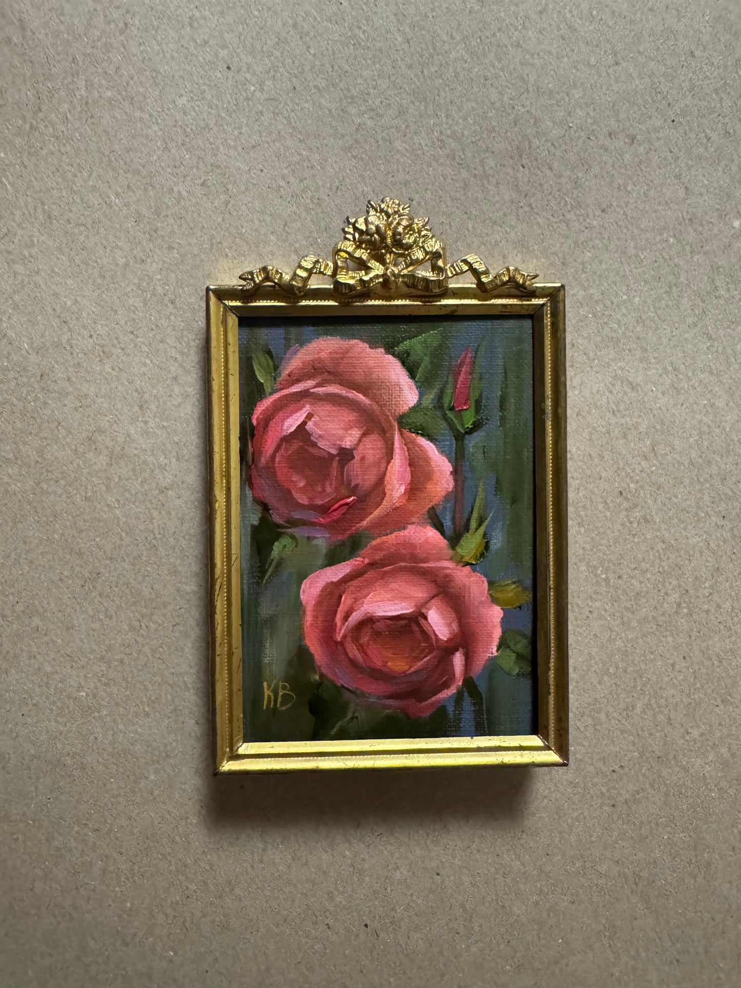 Reserved 07/28  original oil painting pink roses