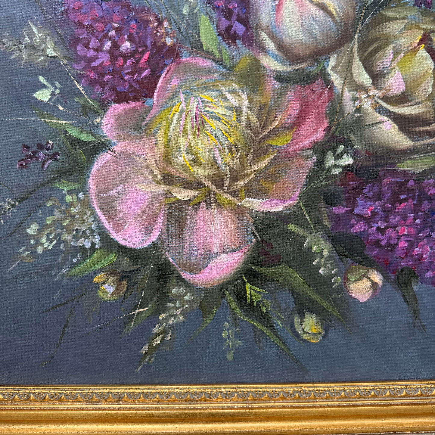 Live 06/09 bouquet of peonies and lilac 15x18” original oil painting