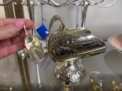 Lovely ornate floral sugar scuttle with mini scoop