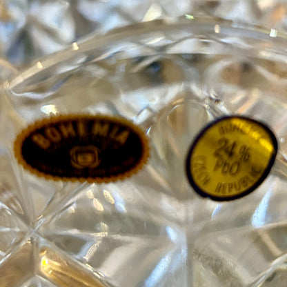 Sparkling vintage scalloped large designer Bohemian crystal centerpiece bowl.