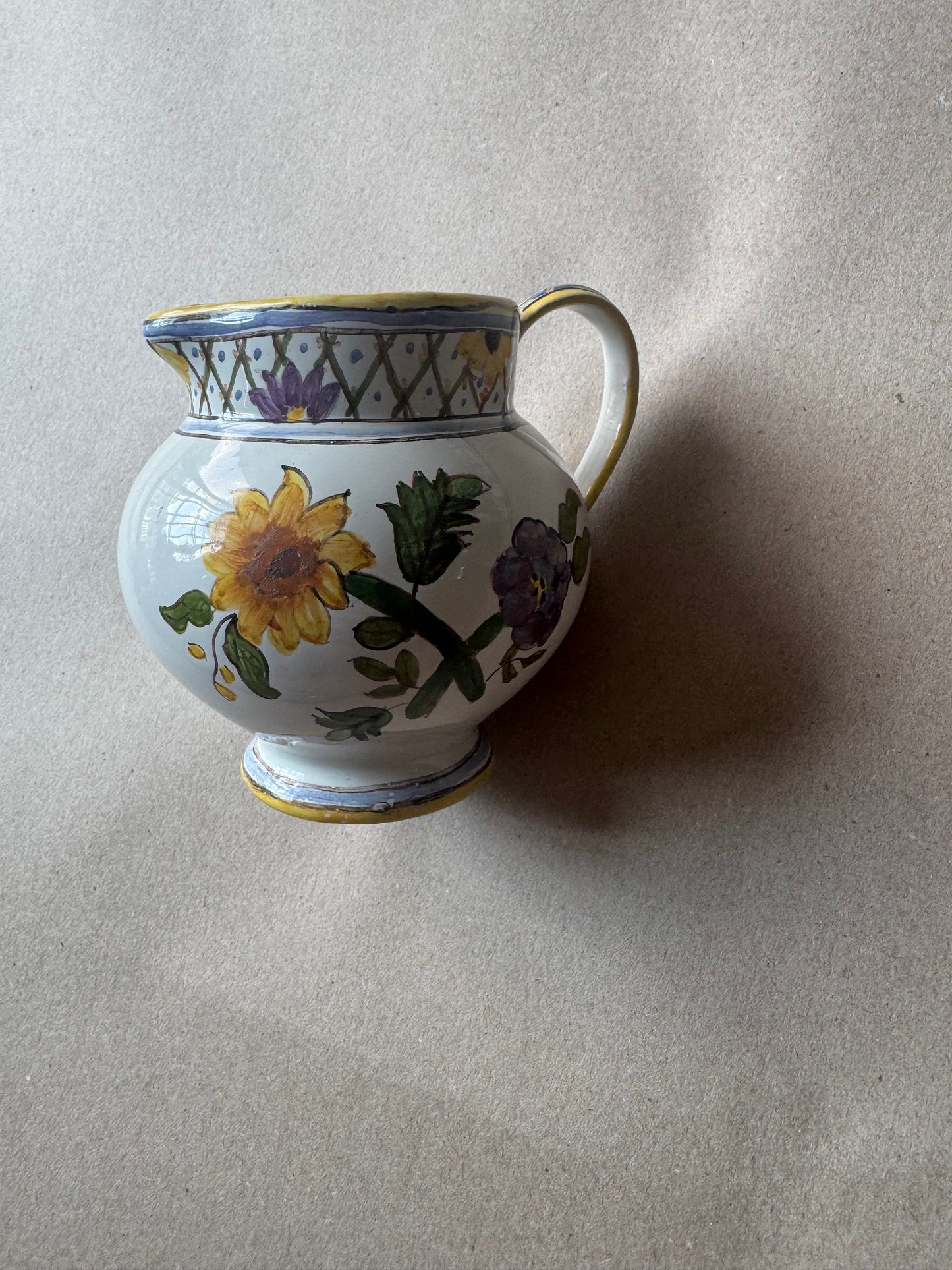 Hand-Painted Portuguese Faience Cream Pitcher