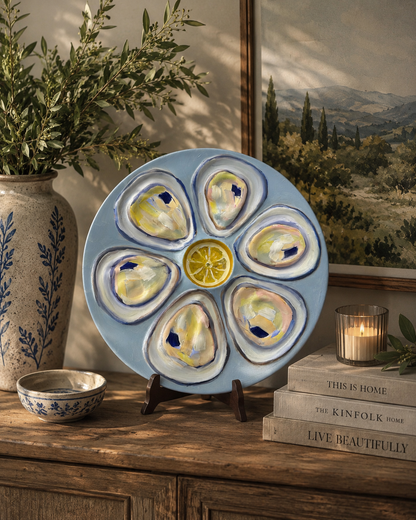 Live 06/29 Hand painted decorative oyster plate 9”