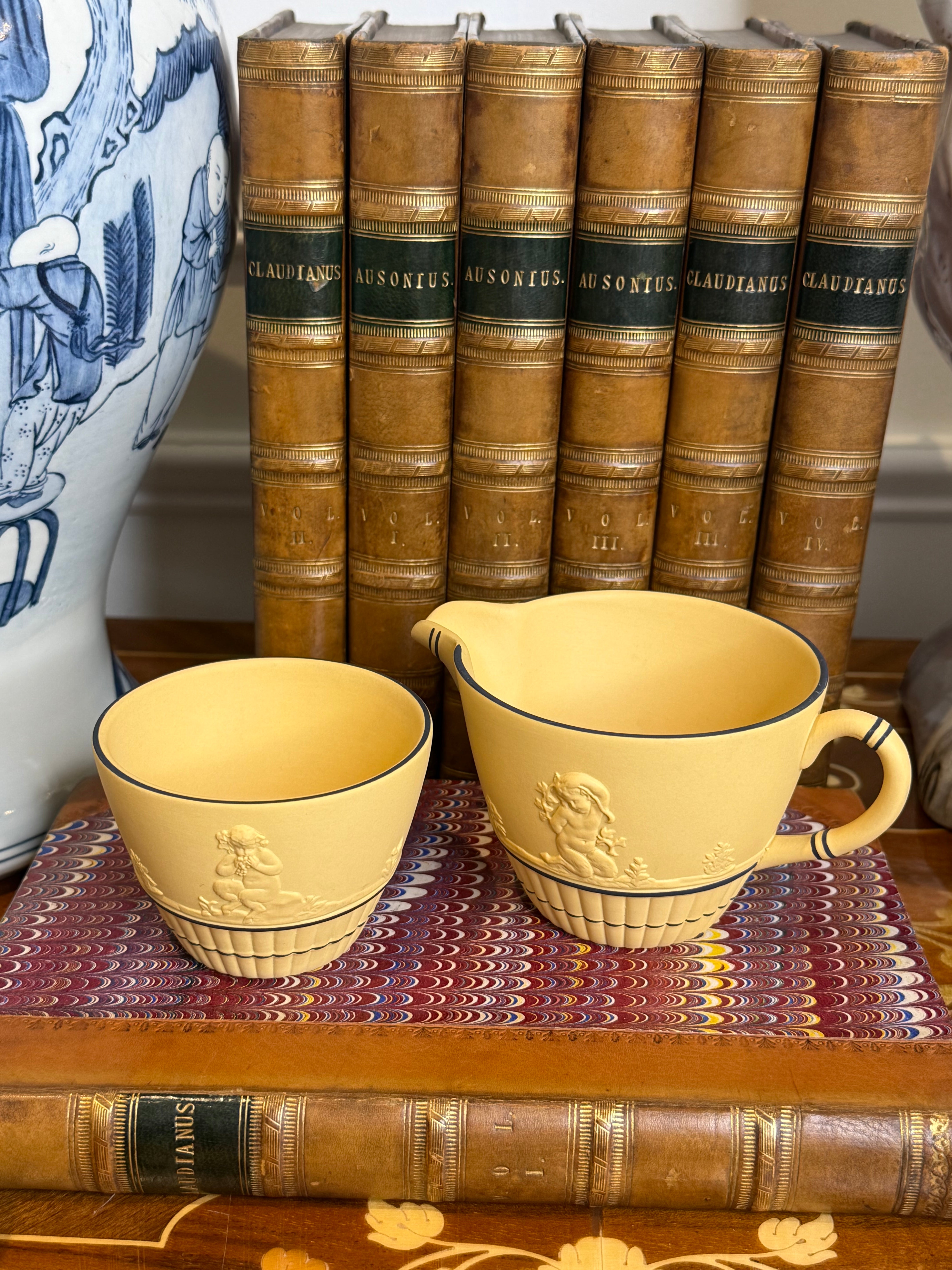 Vintage Wedgwood Black on Cane Jasperware 5-Piece Coffee Service