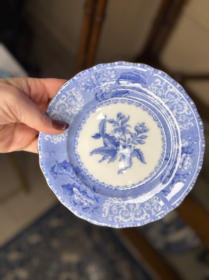 RESERVED - RARE Spode “Camilla” Bone China Blue & White Dinnerware Set – Scalloped Edge with Gilt Trim, Copeland’s China (10 Pieces)