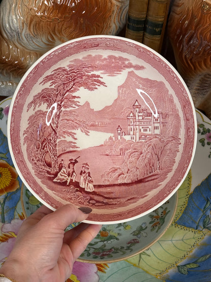 Vintage Royal Staffordshire Jenny Lind 1795 Red Transferware Serving Bowl | England | 8.25”