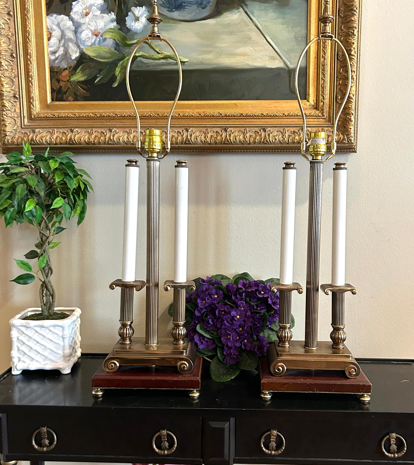 Pair designer Rembrandt French Regency Candelabras Table Lamps 30 in circa 89