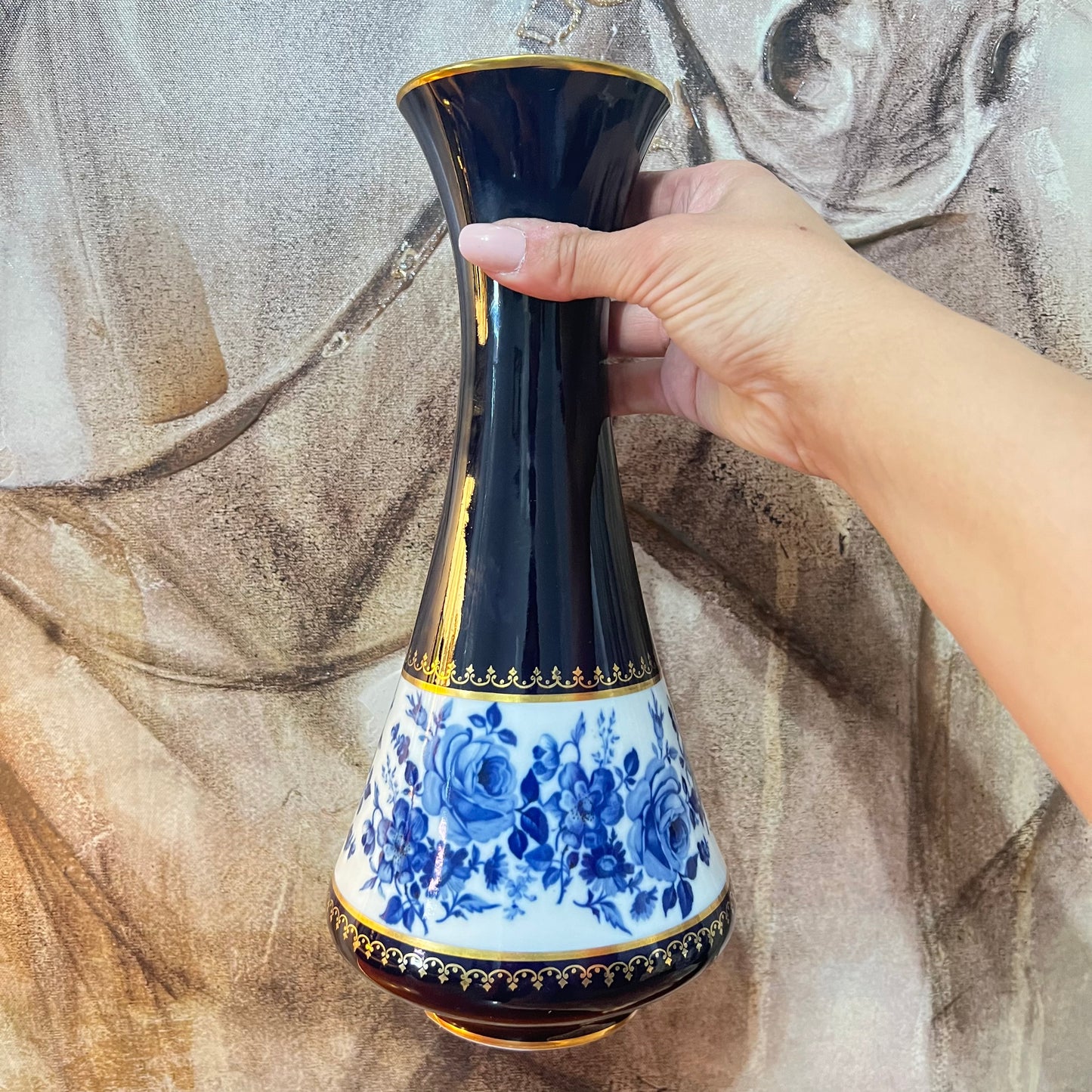 Royal Bavaria Porcelain Cobalt Blue Gilded with Floral Details