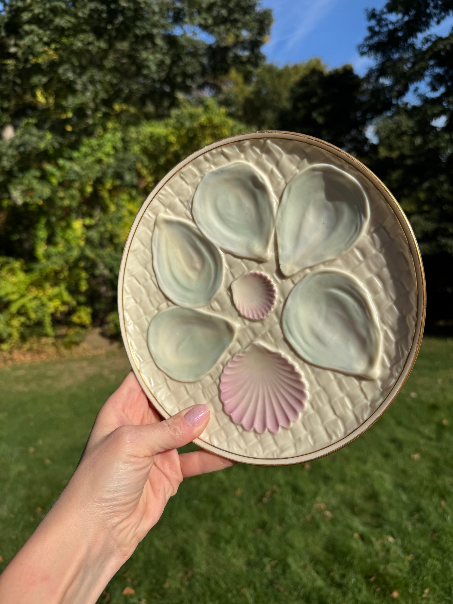 Vintage Minton Salt-Glaze Oyster Plate 8.5”