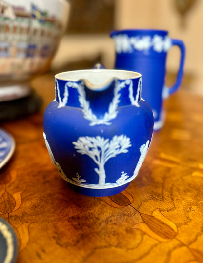 Vintage Wedgwood Cobalt Blue Jasperware Creamer / Dutch Jug c.1936