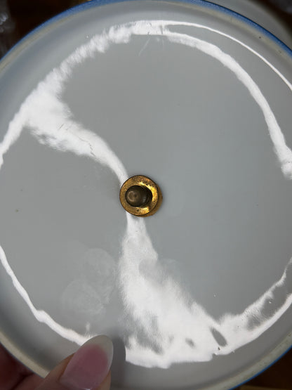 Antique German Porcelain Vanity Box with Gilt Ormolu & Floral Lid | 6”D