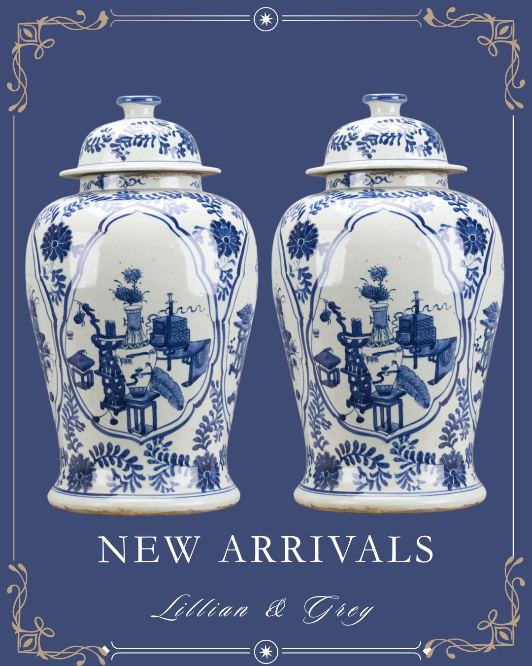 Danny’s Fine Porcelain – Classic Blue & White Lidded Jar (10.5” x 10.5” x 18”H)