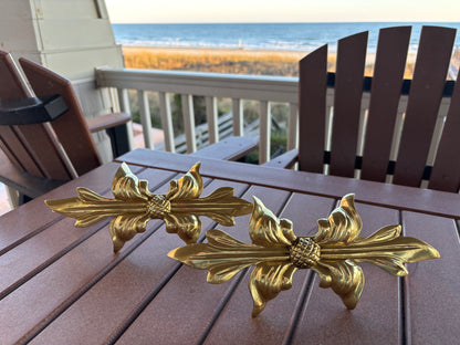 Gorgeous pair of large brass curtain tie backs!