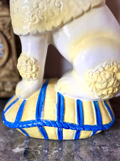 Fantastic Large Italian Hand Painted Poodle On Pillow