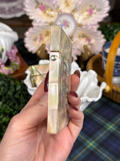 Antique Victorian Mother-of-Pearl Calling Card Case with Sterling Silver Cartouche | Harry F. Eastman Card | c. 1860–1890