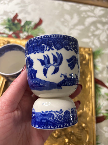 Lovely Blue Willow egg cups pair!