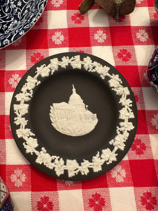 Vintage Wedgwood Black Jasperware U.S. Capitol Pin Dish