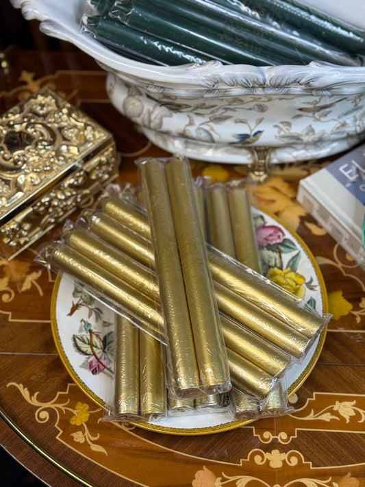 Caspari Straight Taper 10" Candles in Gold - 2 Candles Per Package