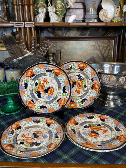 Antique Wood & Sons Verona Imari Luncheon Plates, Set of 5 | England c.1920s | 9”D