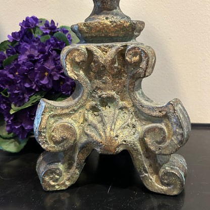 Spectacular pair of baroque  claw leg chippendale pillar candle holders 21 in