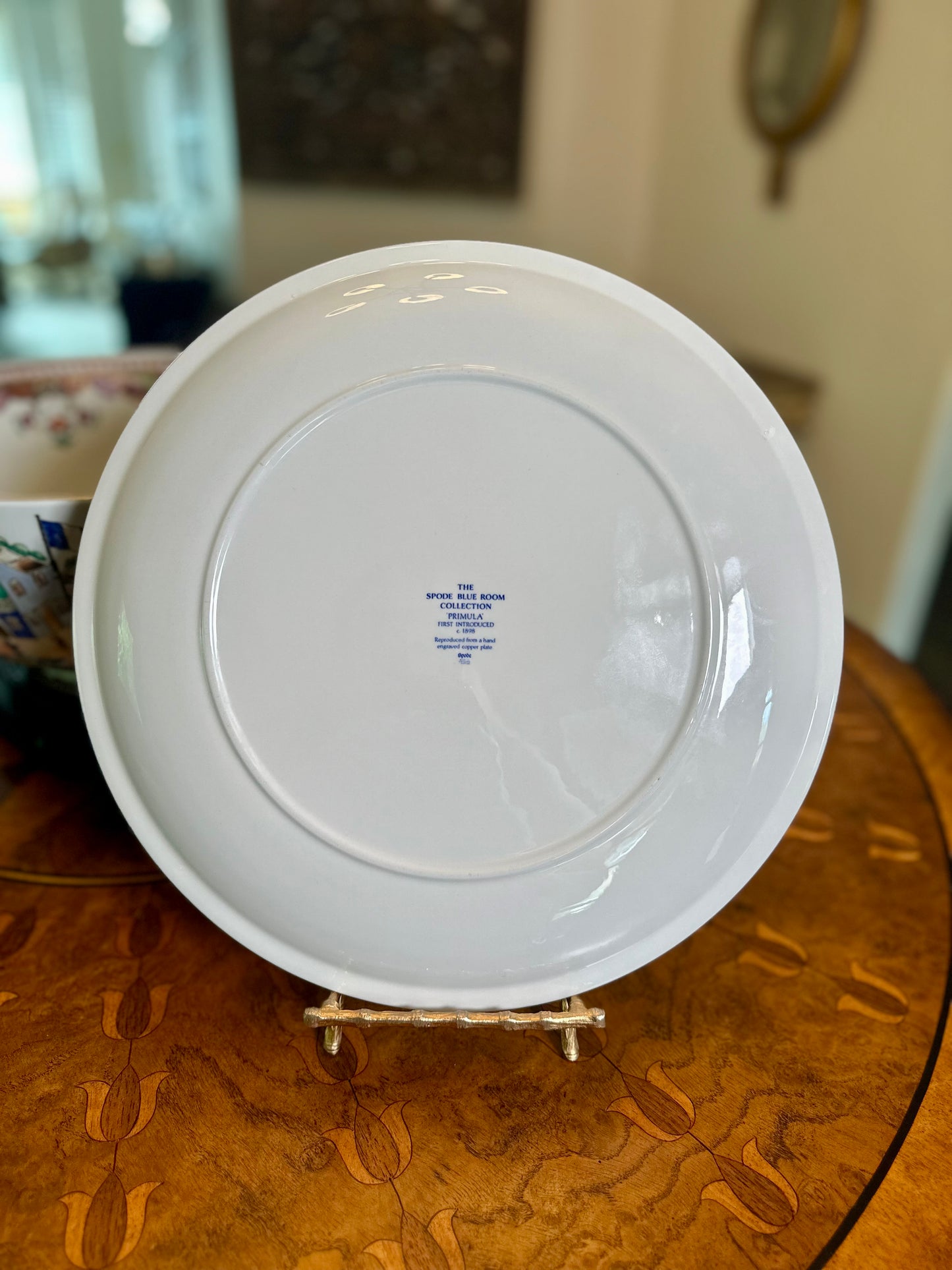 Vintage Spode Blue Room Collection “Primula” Round Platter | 13” Blue Transferware Serving Platter