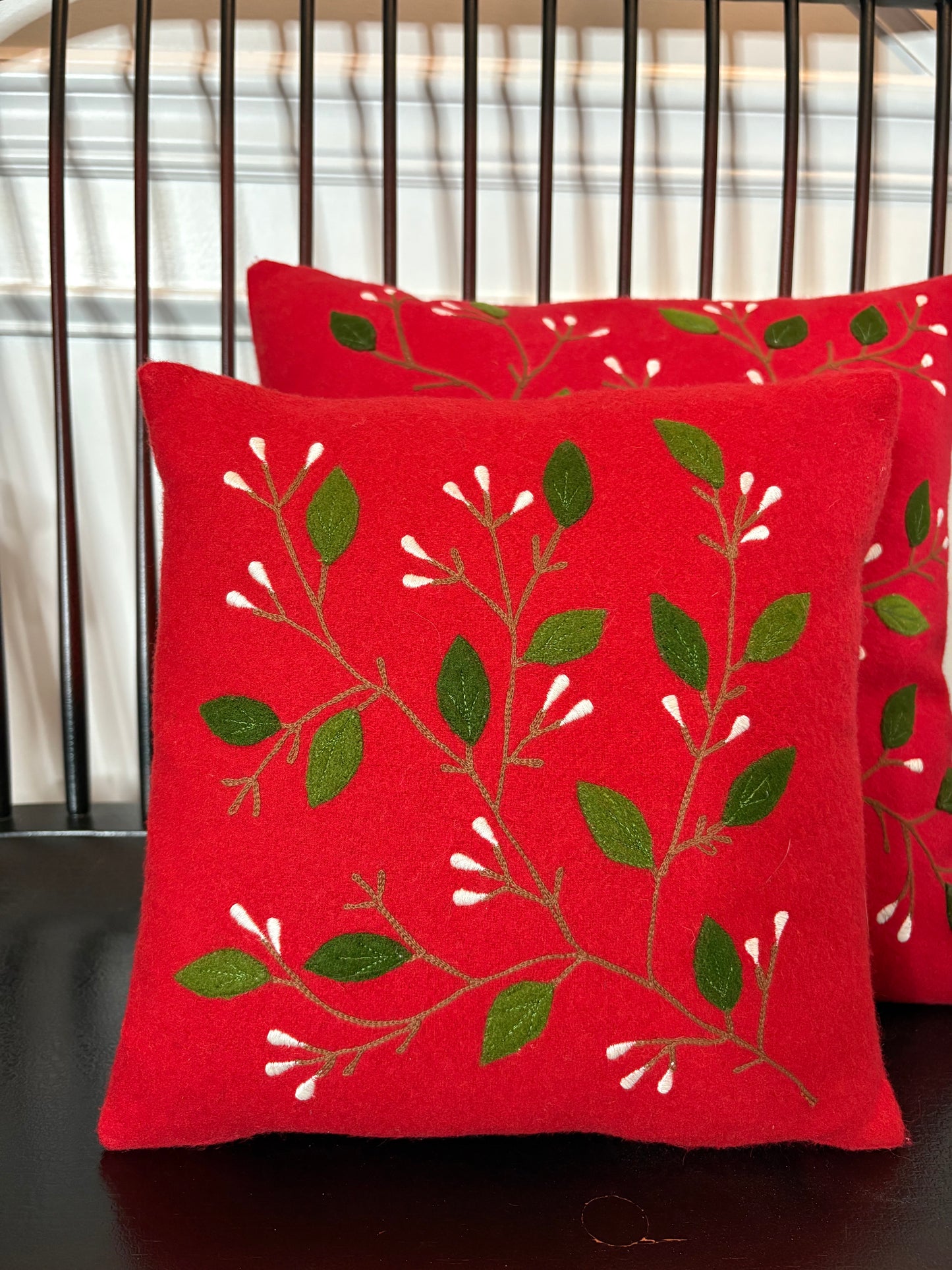 Crate & Barrel Winterberry Pillow 13”