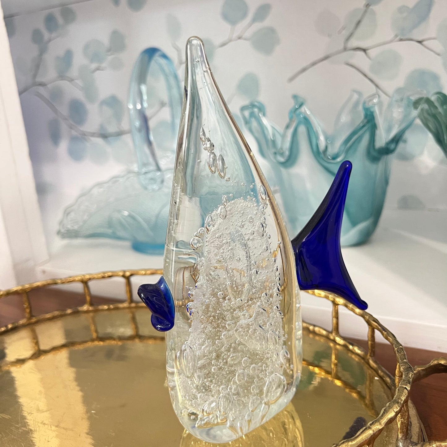 Vintage Fish Art Glass Sculpture 7.37”H