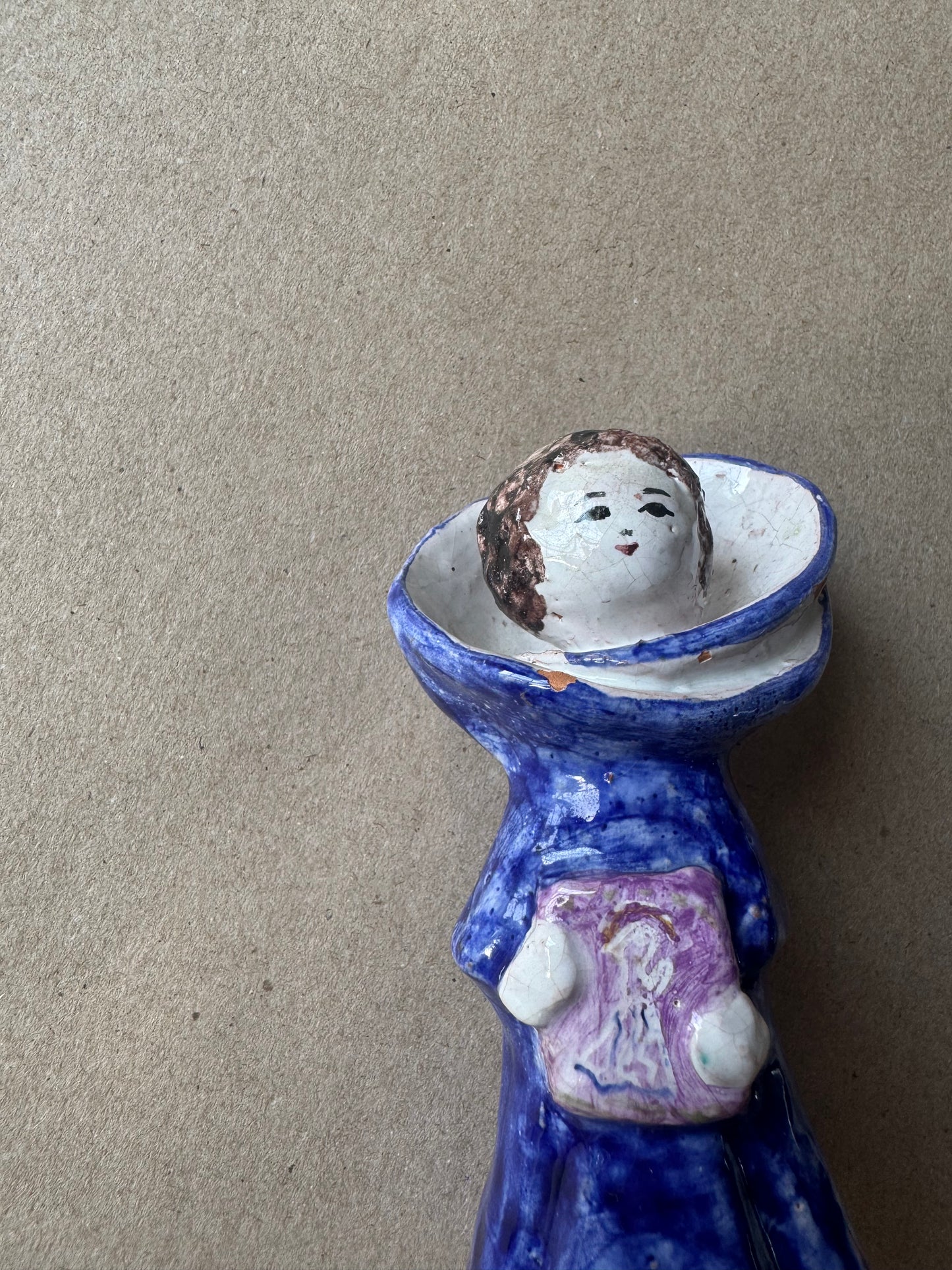 Vintage Handmade Folk Art Pottery Figurine