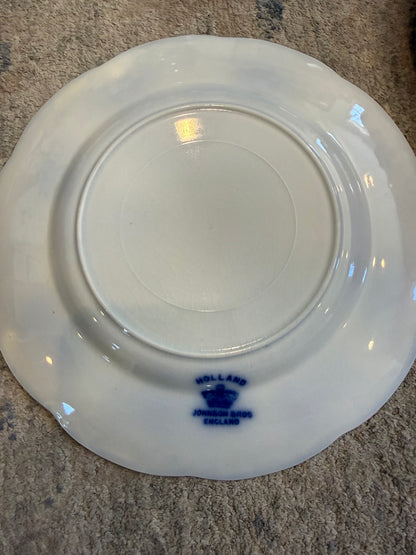Live 5/26 for Debbie O - Antique Johnson Brothers Flow Blue Set of 4 Salad Plates 8”