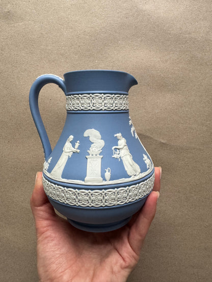 Light blue Wedgewood water pitcher 6”
