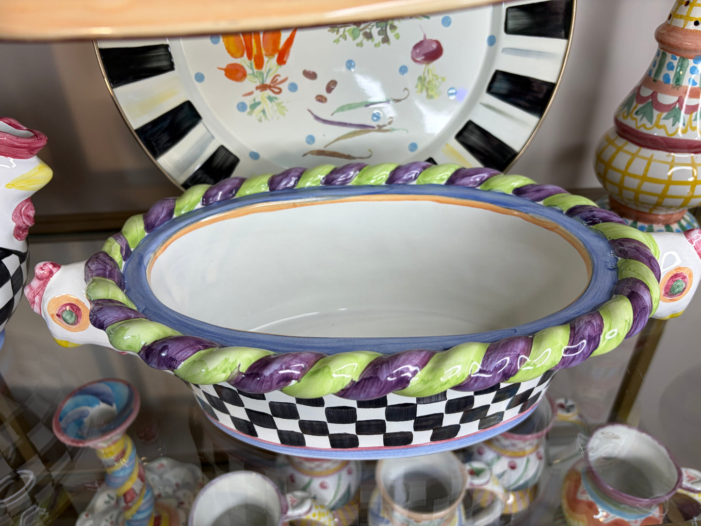 Mackenzie-Childs Piccadilly Chicken 15” casserole dish with lid!