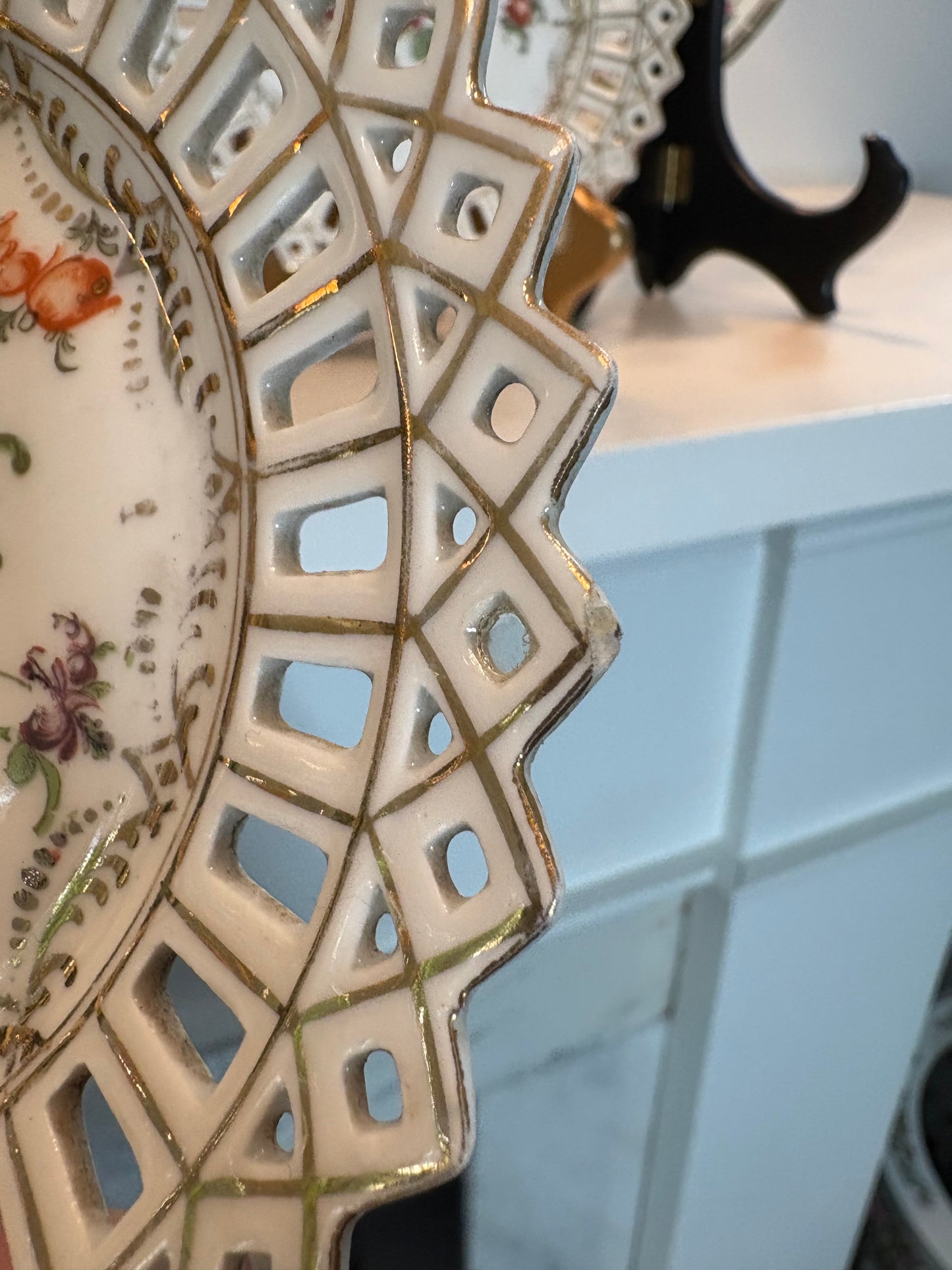 Pair of Dresden “Flowers” 6”Reticulated Plates