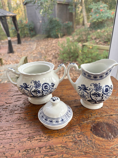 Blue Nordic by J & G Meakin creamer and sugar set!