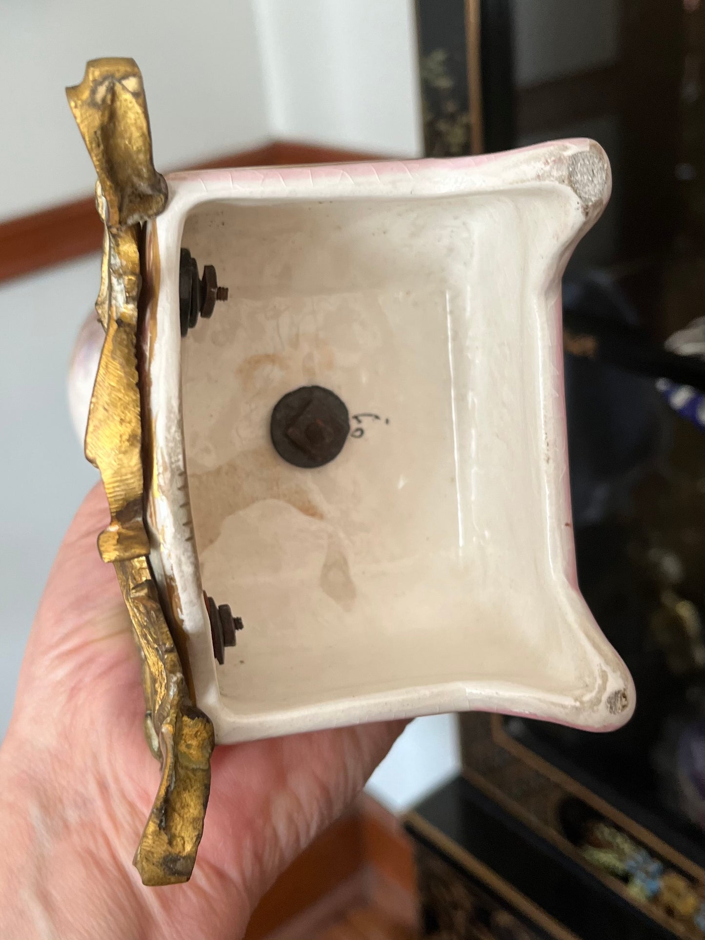 Antique French Sevres Style Porcelain & Bronze Ormolu Garniture Urns – Hand Painted Landscapes