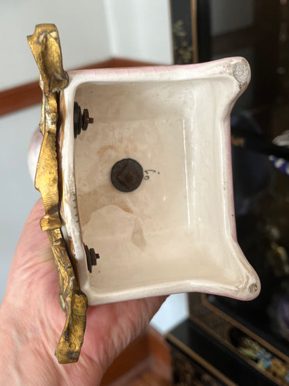Antique French Sevres Style Porcelain & Bronze Ormolu Garniture Urns – Hand Painted Landscapes