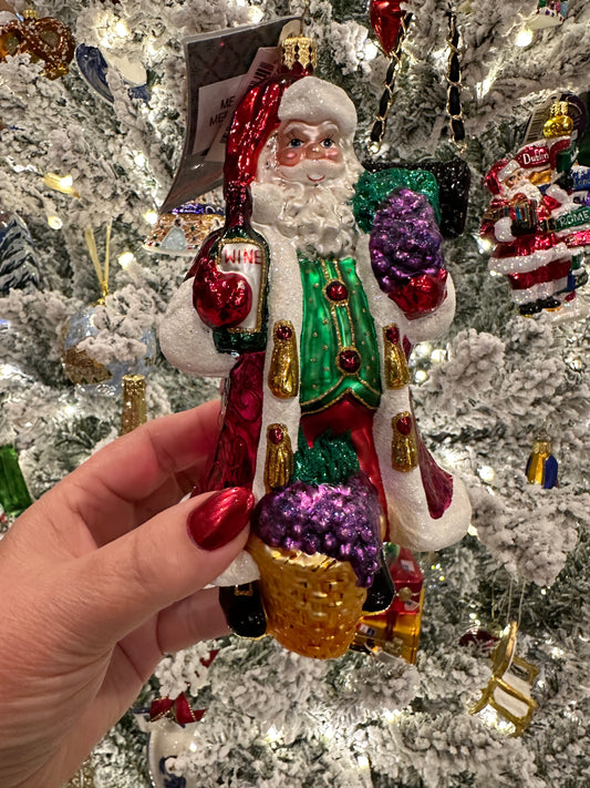 Christopher Radko “Merlot Merriment” Santa Glass Christmas Ornament | Retired 2010 | Poland
